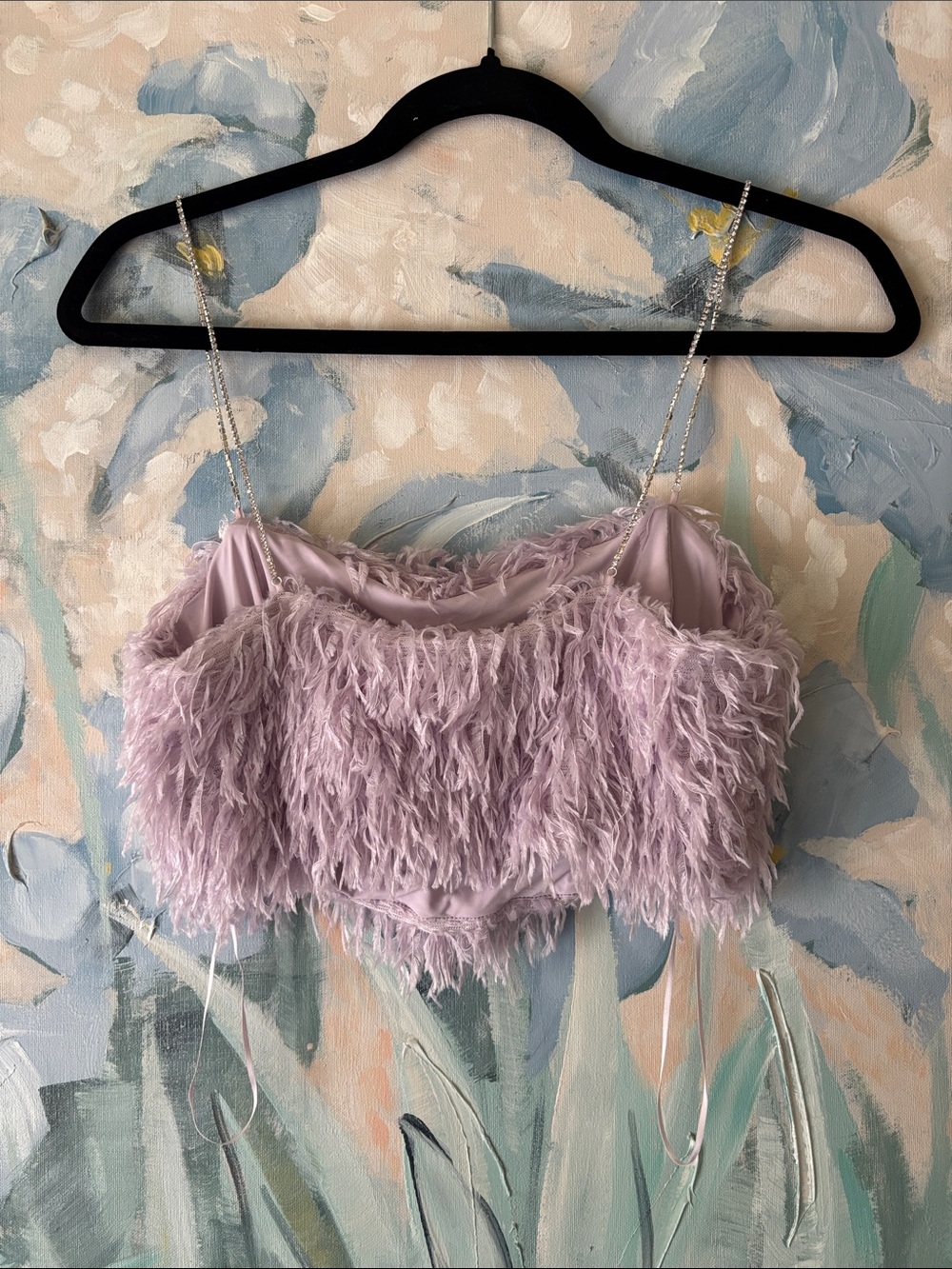 House of Harlow 1960 Lilac Feathered Crop Top - Picture 2 of 2